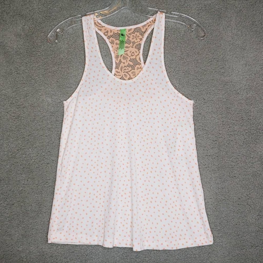 Honeydew Womens Dream Team Pajama Tank‎ Top White Orange Polka Dot Stretch S New